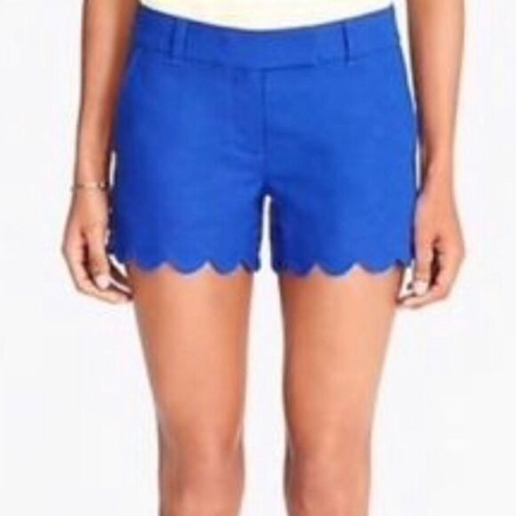J. Crew Linen Cotton Scalloped Hem Shorts - Picture 1 of 5